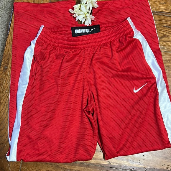 Nike Pants - NIKE❤️BASKETBALL MESH Women’s PANTS Drawstring Red & White Medium (8-10)